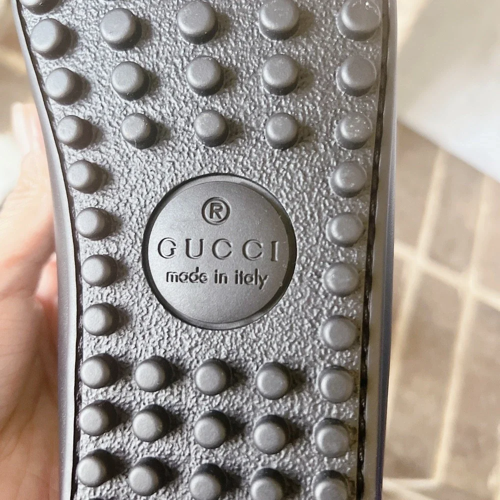 Gucci Signature Driver Supreme GG Black Debossed Leather Loafer Mens UK 7 US 7.5